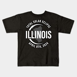 Illinois Total Solar Eclipse April 8 2024 Path of Totality 2024 North America Kids T-Shirt